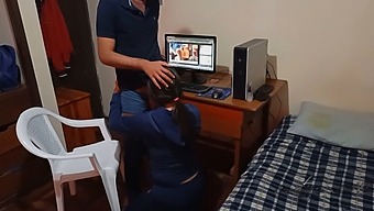 Maid Interrupts Me While I Watch And Masturbate In My Room
