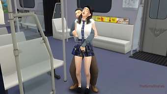 An Elderly Man Inappropriately Touches A Young Asian College Girl On Public Transportation