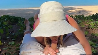 Amateur Babe With Tattoos Gives A Blowjob On The Beach