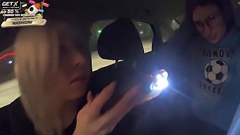 Two Girlfriends Give Each Other Oral Sex In A Car While Being Watched By The Police