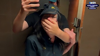 Daring Public Encounter In A Restroom Due To Overturned Soft Drink. Eva Soda'S Intense And Risqué Rendezvous With A Fast-Food Employee - A Wild, Amateur Adventure