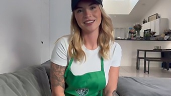 Barista With A Tattoo Cheats On Her Boyfriend With A Rough Sex Enthusiast.